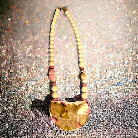 Vintage Ceramic painted necklace Japan - Picture 5 of 9